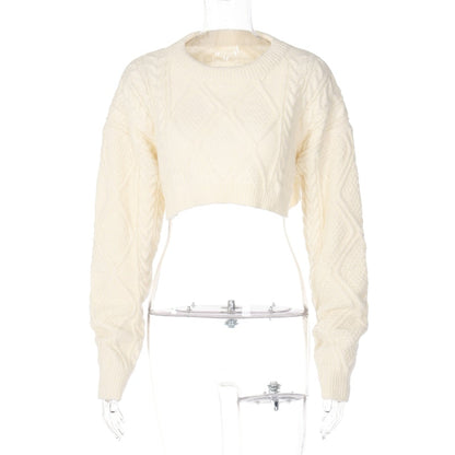 Damen-Strickpullover, weiches Acryl, locker sitzend, Crop-Pullover 6