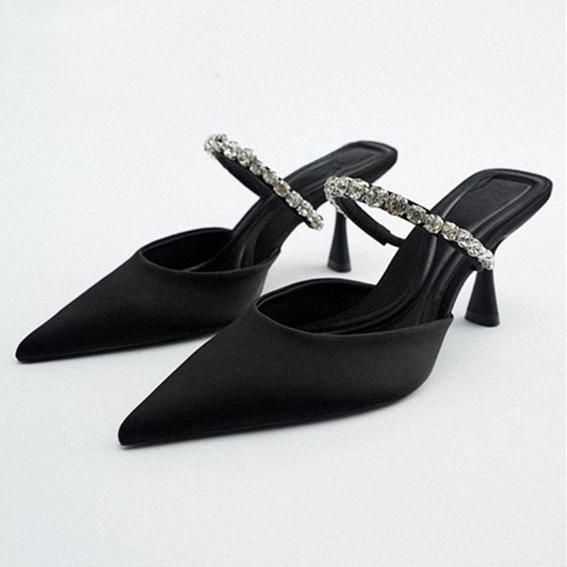 Damen-Mules, glänzende Details, PU, hoch, 5-8 cm-2