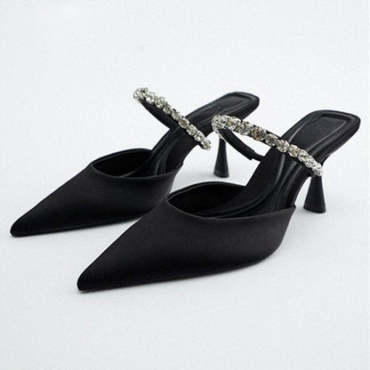 Damen-Mules, glänzende Details, PU, hoch, 5-8 cm-2