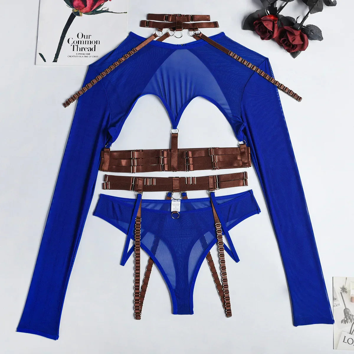 Damen-Unterwäsche-Set mit Patchwork, Design aus Polyester und Elasthan-6