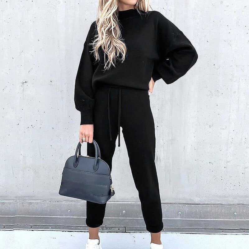 Damen-zweiteiliges Lounge-Set, weiche Stoffmischung-3