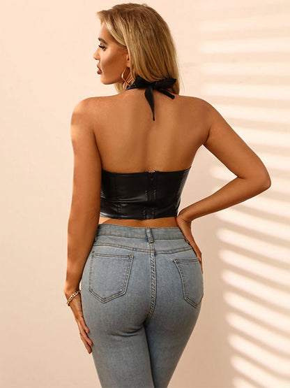 Damen-Crop-Top, offener Rücken, Polyester 5