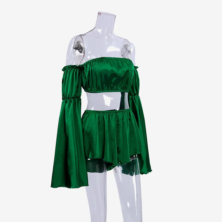 Damen-Pyjama-Set in monochromem Satin mit langen Ärmeln – weiche und elegante Pyjamahose für Entspannung 1