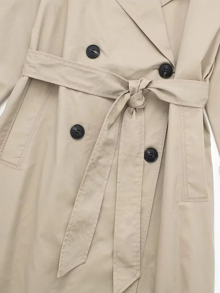 Damen-Mantel Lang mit Gürtel Polyester Elegante Silhouette-4