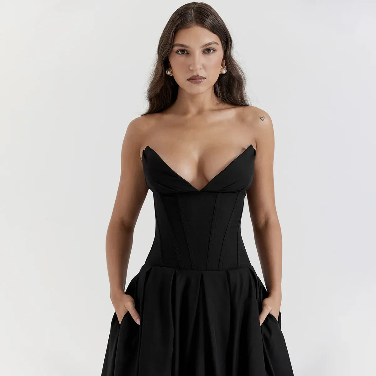 Damen-Midikleid, Empire-Schnitt, weich, Polyester-5