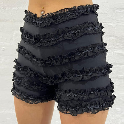 Damen-Shorts, hohe Taille mit Rüschen aus Polyester-1