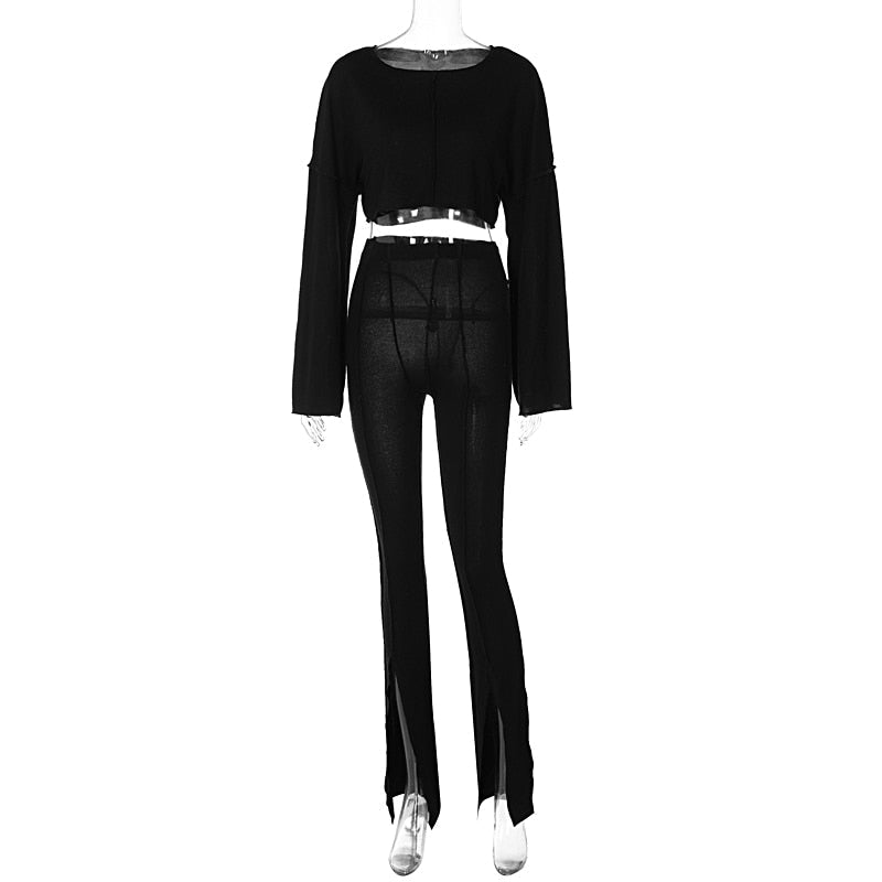 Damen-Hosen-Set, elegante Synthetikfaser, mittlere Taille, reguläre Länge-6