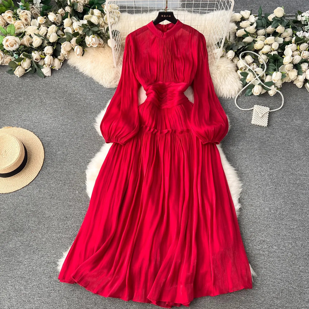Langes Damenkleid in A-Linie aus Polyester mit Reißverschluss für Fest und Hochzeit – Elegantes langes Kleid für Frauen 10