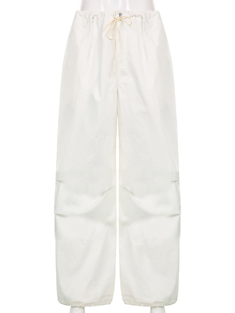 Damen-Lockere Hose, Breites Bein, Weiche Baumwolle-3