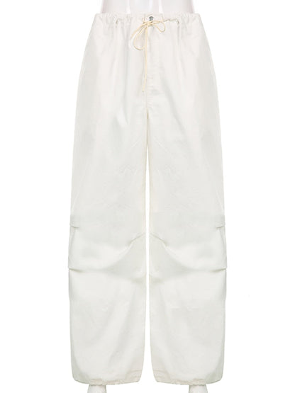 Damen-Lockere Hose, Breites Bein, Weiche Baumwolle-3