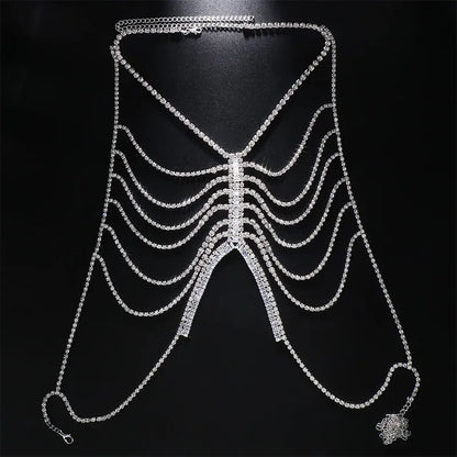 Damen-Körperschmuck, geometrisches Design, Metall, Strass-4