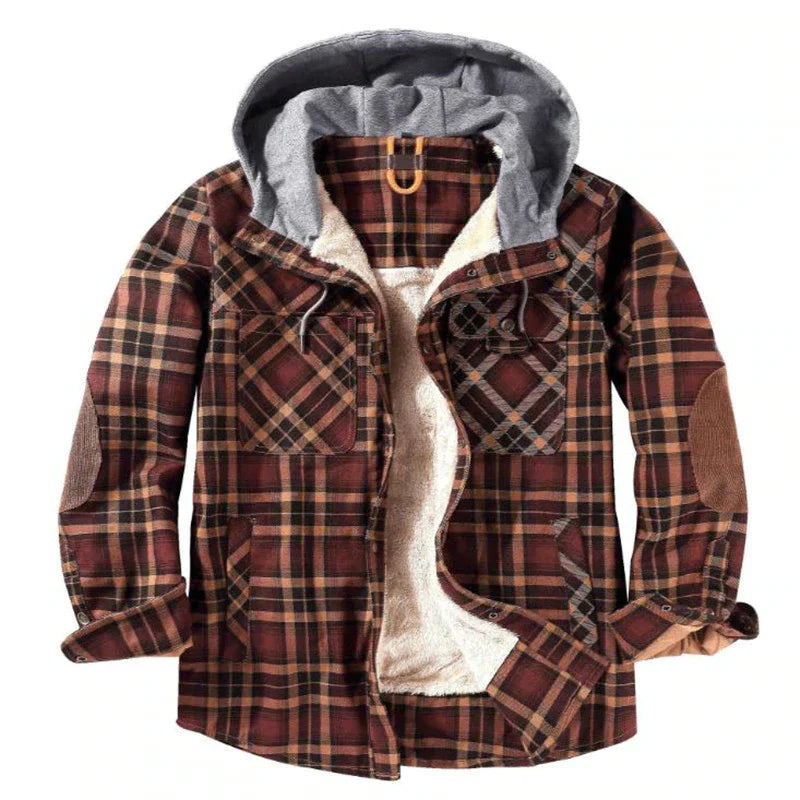 Herrenjacke, isoliert, kariert, mit praktischen Taschen-5