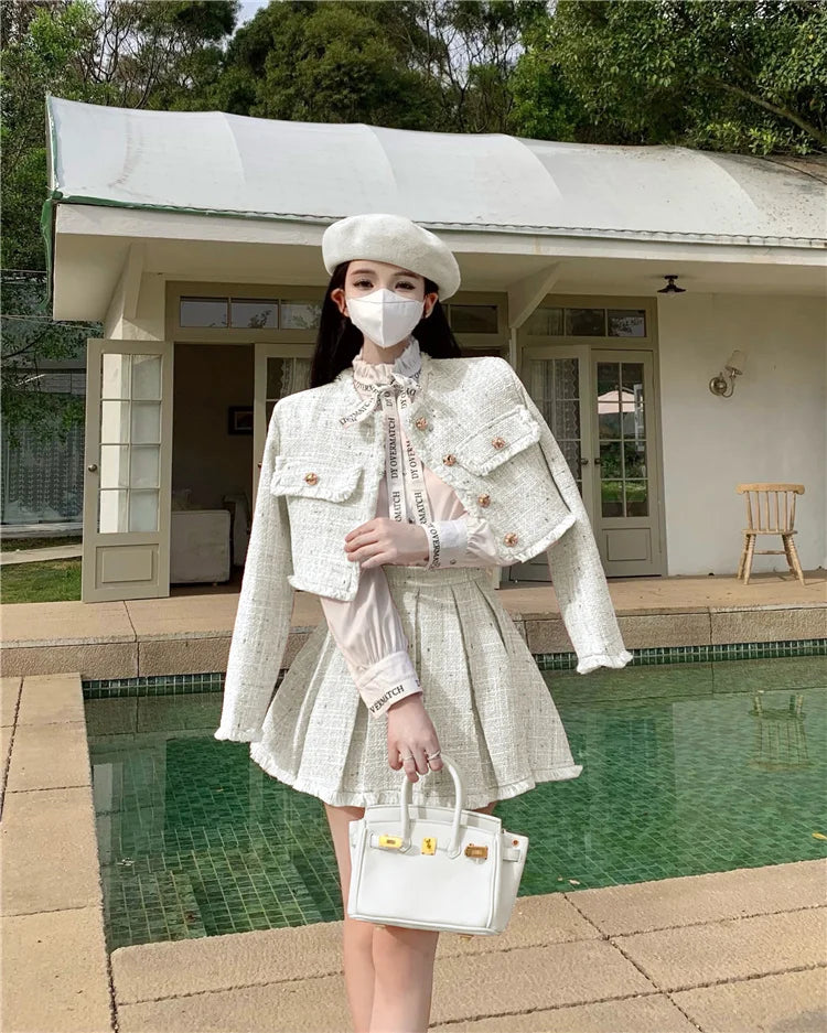 Variant image for Damen-Stein-Set, elegantes Knopfdesign, Polyester, Mikrofaser, Wolle-1