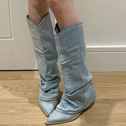 Variant image for Damen-Stiefel, kniehoch, Västerländsk Stil, Stoff-1