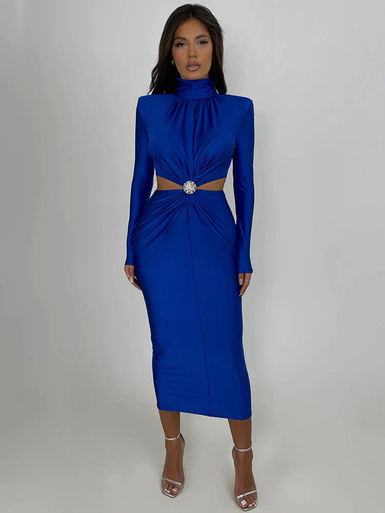 Damen-Kleid, lange Ärmel, gemustertes Polyester-4