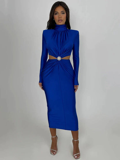 Damen-Kleid, lange Ärmel, gemustertes Polyester-4