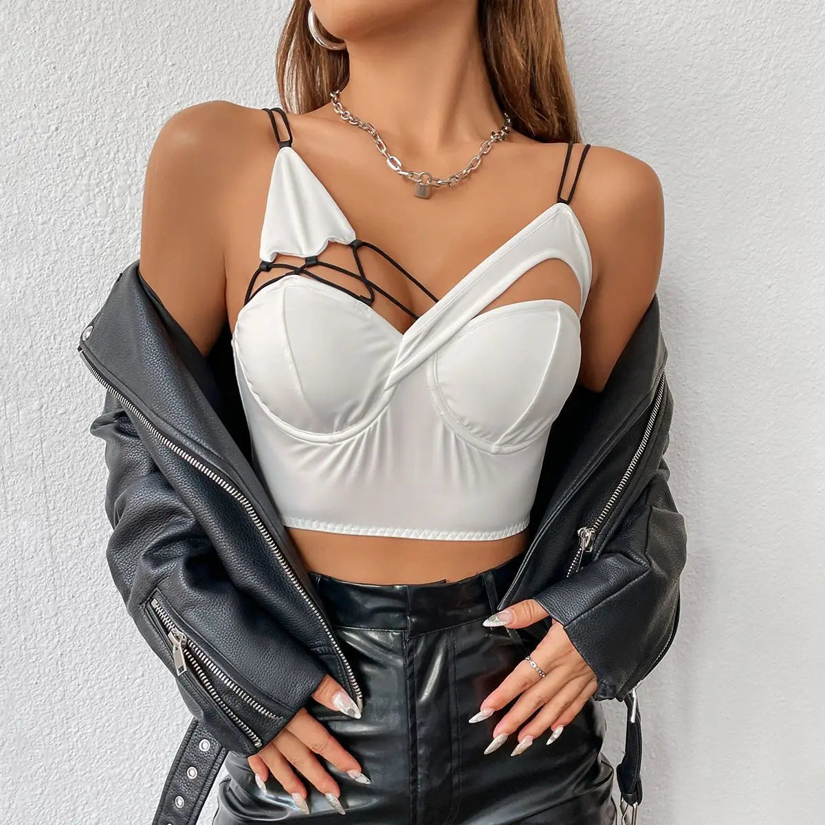 Damen-Bustier-Top, monochromes Polyester, Spandex-4