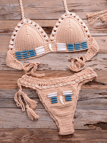 Damen 2-Geteilt Bikini Geometrisches Design Baumwolle-4