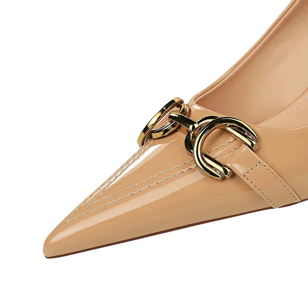 Damen-Absatzschuhe, hoher Absatz, modernes Synthetikleder-4