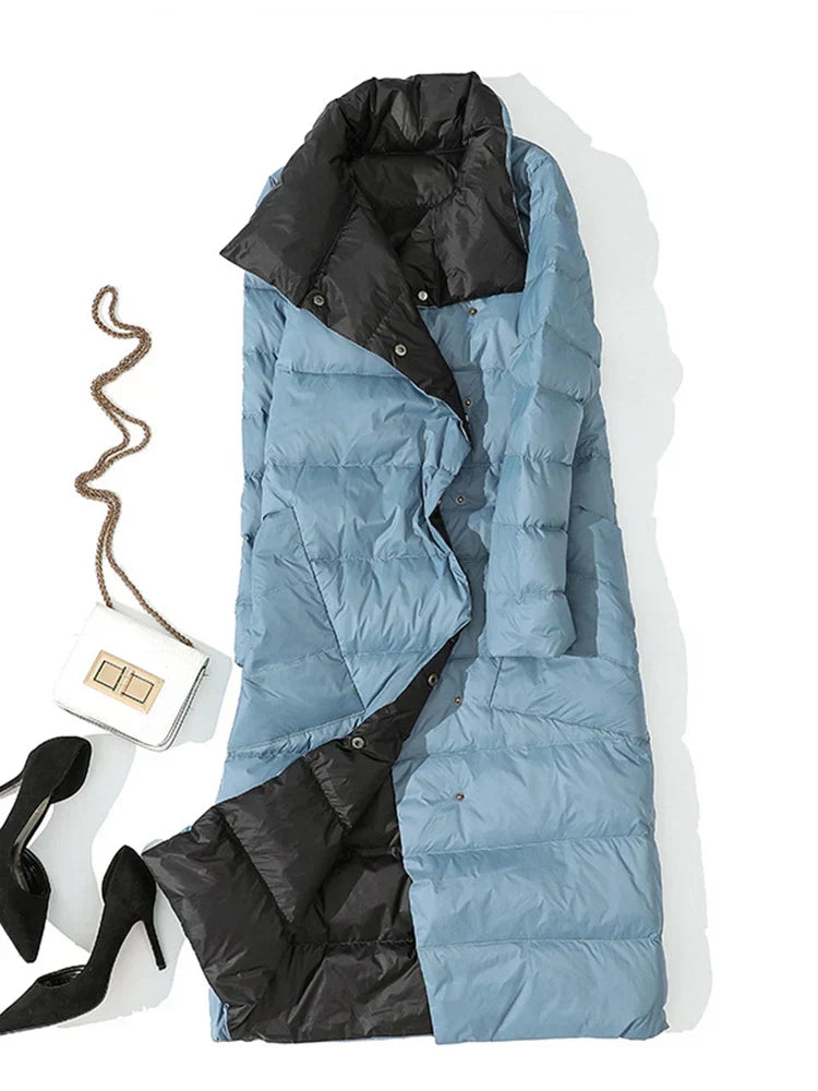 Variant image for Langer Wintermantel Damen Kariert Wollmix Elegant Design-25