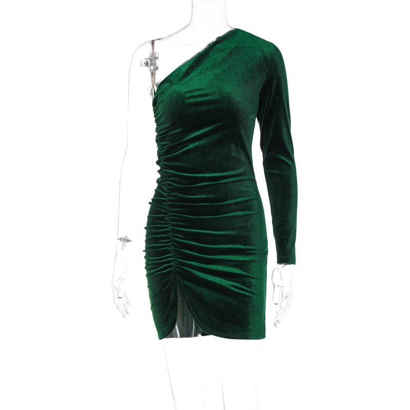 Damen-Minikleid, asymmetrisch, Samt, Slim Fit 9