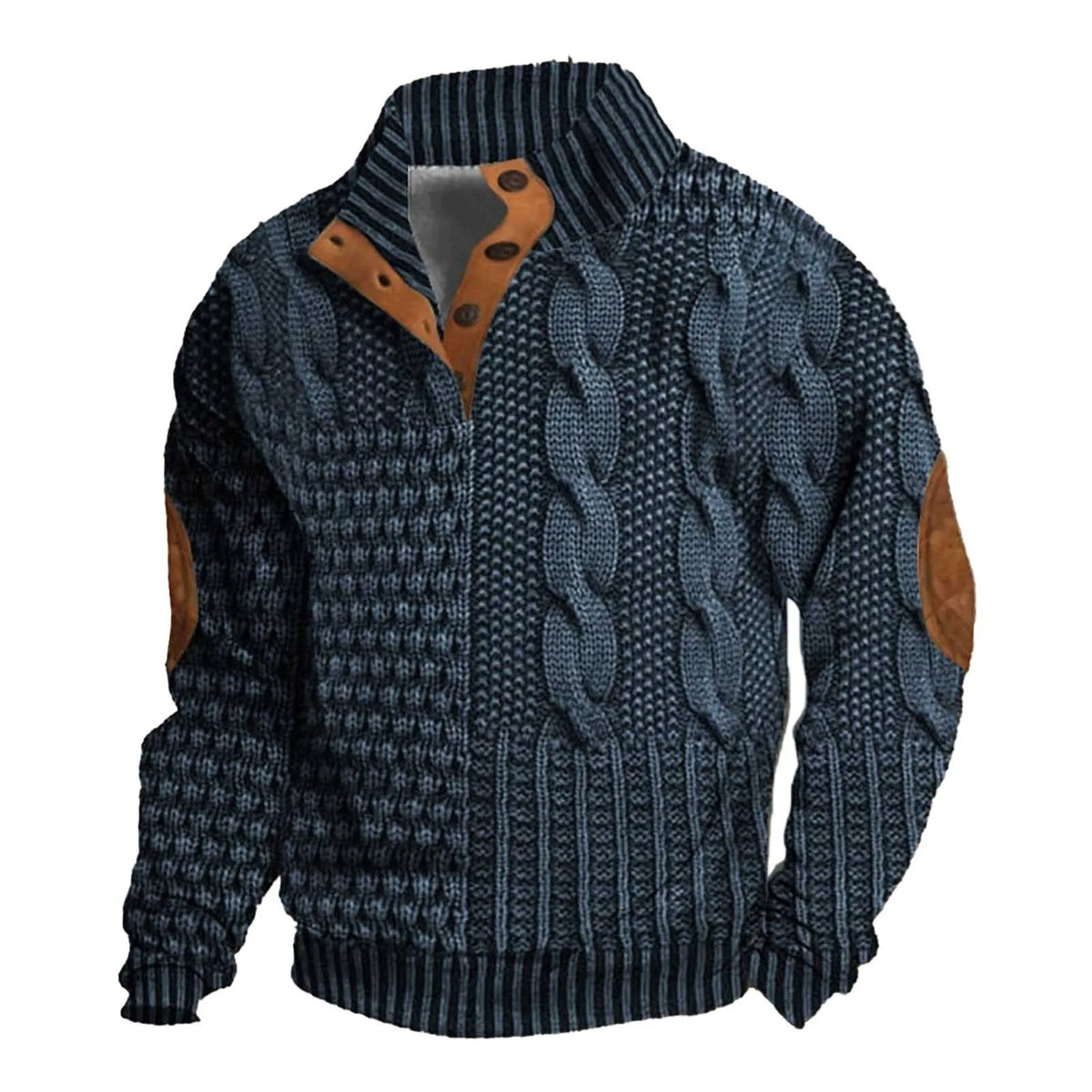 Herren-Pullover, Knopfkragen, Jacquard, Muster, hochwertiger Baumwolle, Polyester-4
