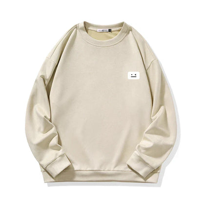 Herren-Pullover, minimalistischer Rundhals, weiche Baumwolle, mit grafischem Detail-2