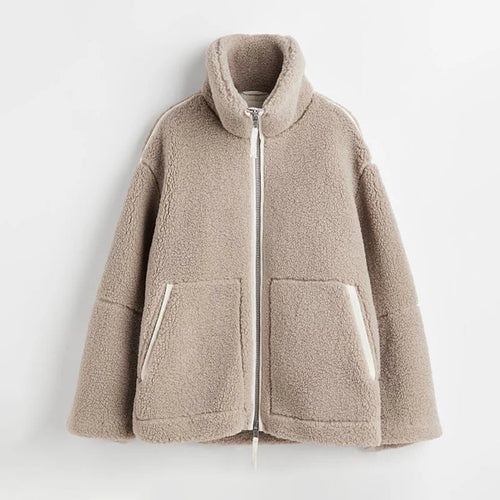 Damenjacke Oversized Lammwolle Trendy Komfortabel 1
