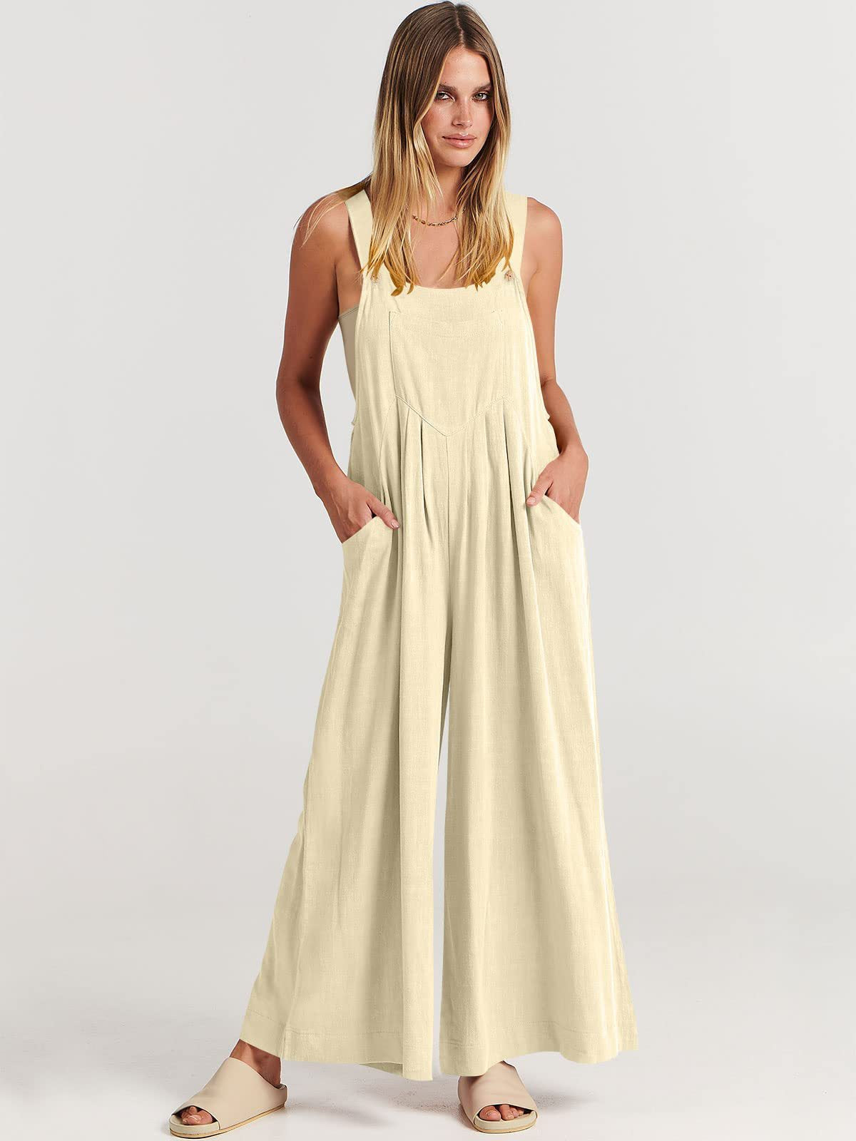 Variant image for Damen-Jumpsuit Ärmellos Weites Bein Polyester-2