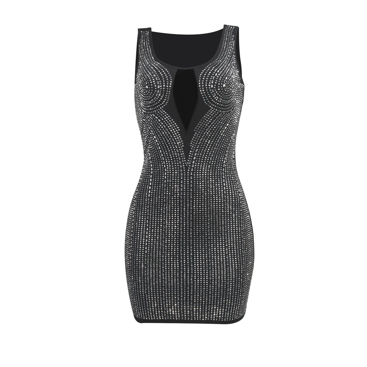 Glitzerndes Minikleid für Damen mit viereckigem Ausschnitt – schwarzes Polyesterkleid für Partys und Abende 7