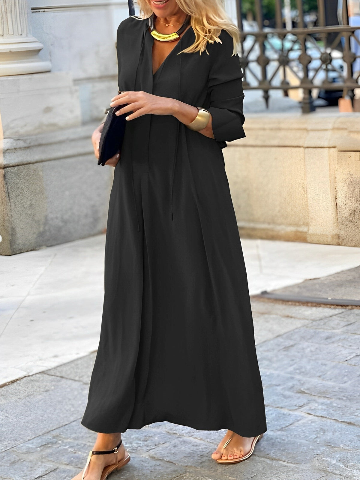 Damen-Kleid, langärmlig, elegantes Design, weich, Stoff-2