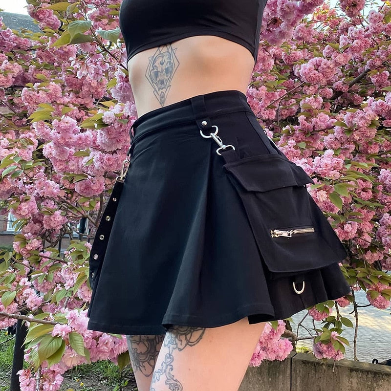 Damen A-Linien Rock mit Schnürungsdetail in Polyester-1