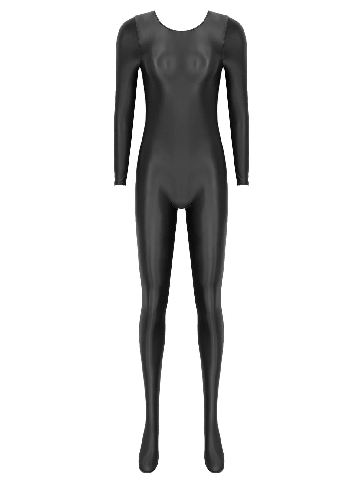 Damen-Jumpsuit Monochrom Langarm Lycra Nylon Elasthan-5