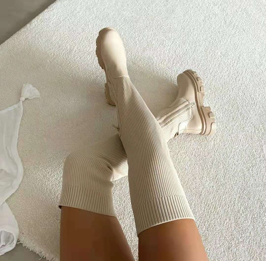Damen-Stiefel, geripptes Leder, mit Reißverschluss und Robuster Sohle-2