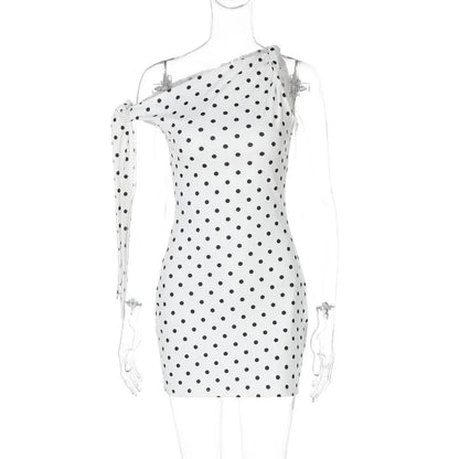 Damen-Minikleid, asymmetrisch, Polyester, Spandex-1