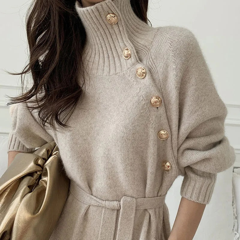 Variant image for Damen-Midikleid, Turtleneck, Spandex, Baumwolle-2