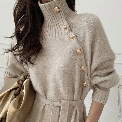 Variant image for Damen-Midikleid, Turtleneck, Spandex, Baumwolle-2