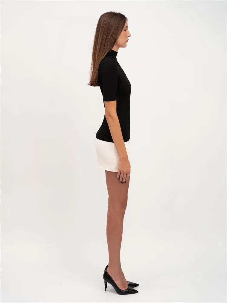 Damen-Minikleid, lässiges Polyester, kurze Ärmel-3