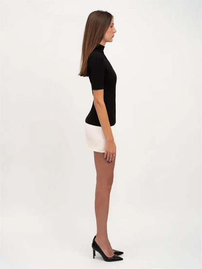 Damen-Minikleid, lässiges Polyester, kurze Ärmel-3