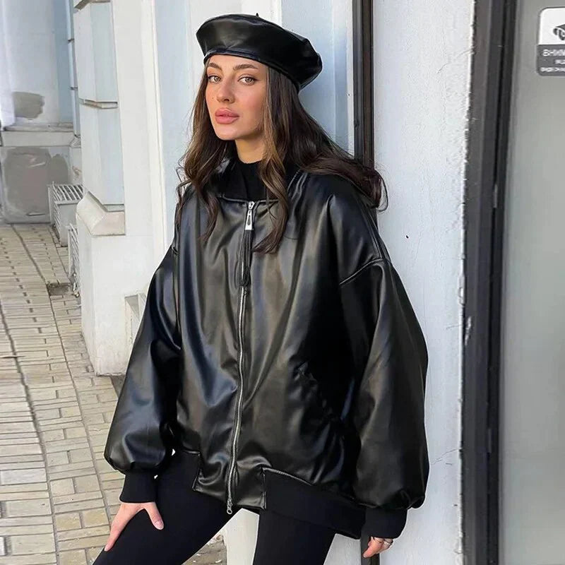 Herren-Bikerjacke, locker, geschnittenes Leder-1