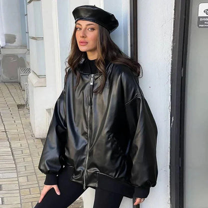 Herren-Bikerjacke, locker, geschnittenes Leder-1