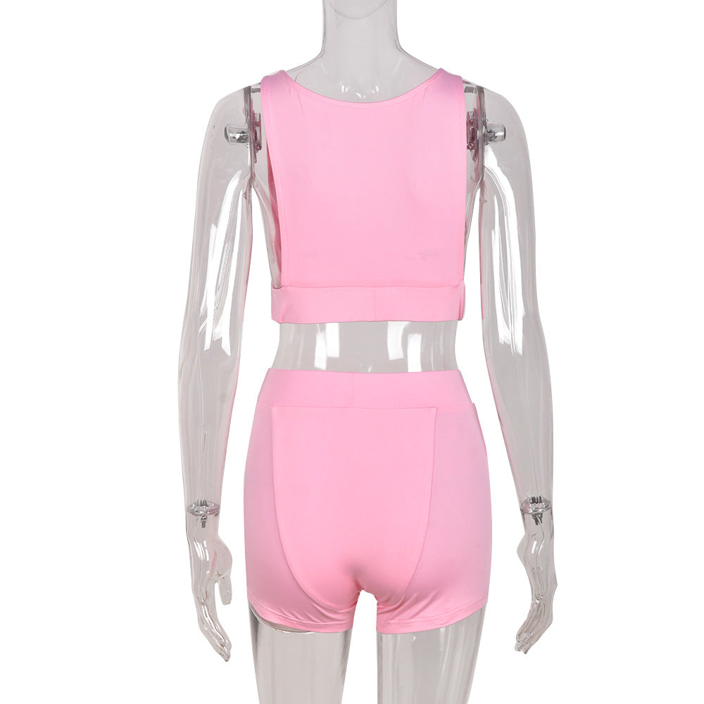 Damen-sportliches-Set, monochromes Spandex-6
