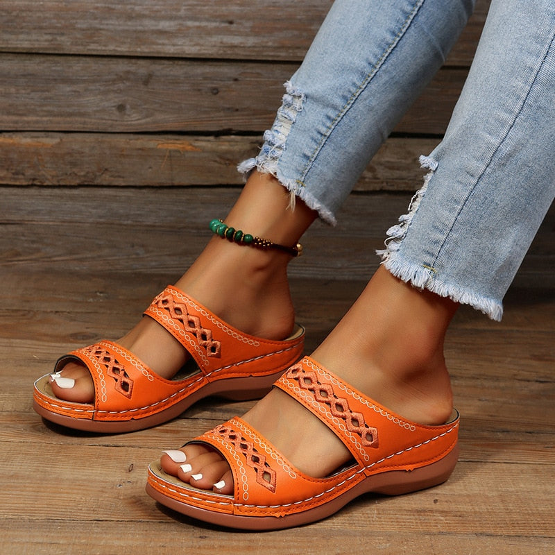 Damen-Sandalen, Retro-Design, orthopädisch, Nano-Schaum-Memory, Gummi-6
