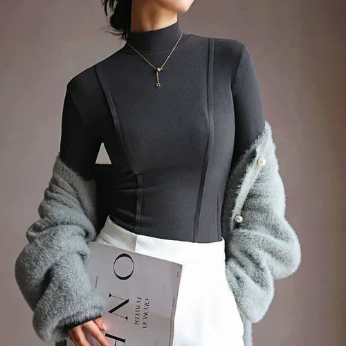 Damen-Strickpullover, Rollkragen, weiche Faser-1