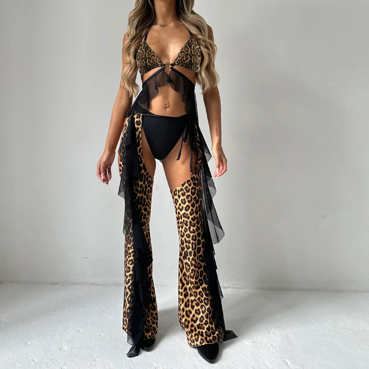 Damen-Unterwäsche-Set, Leopardenmuster, Polyester, schicke Damen-Unterwäsche-2