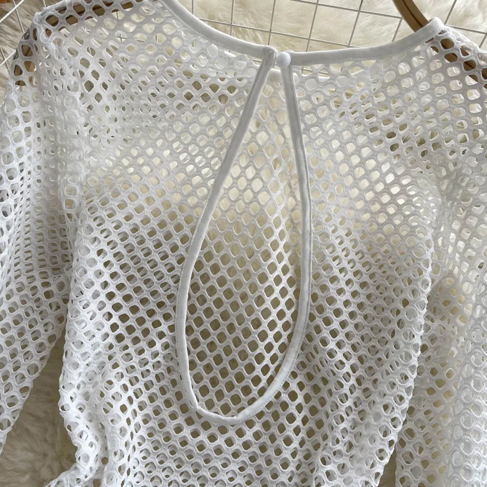 Damen-Body, enger Schnitt, Polyester und Baumwolle, mit zerrissenem Design-4