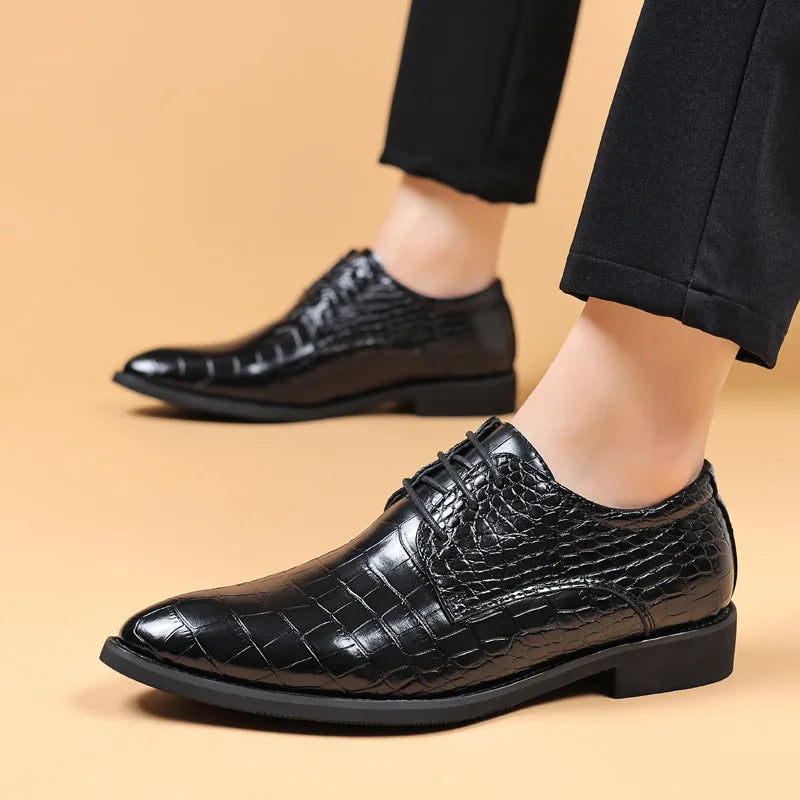 Variant image for Herrenschuhe, Krokodilmuster, veganes Leder, spitzes Top-13