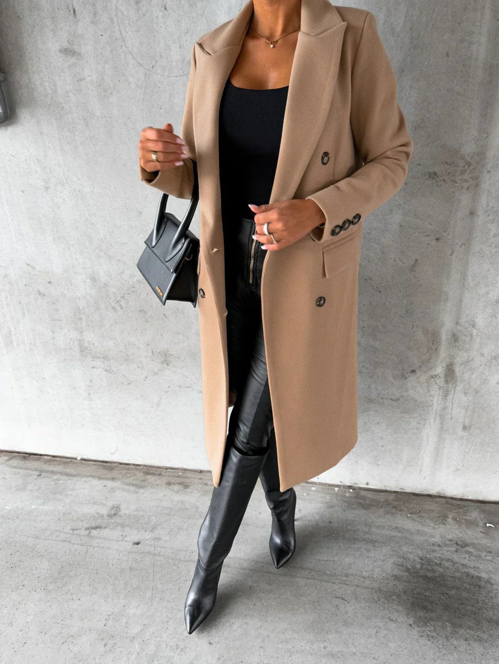 Damen-Wollmantel mit elegantem Knopfverschluss, 100 % Wolle-2