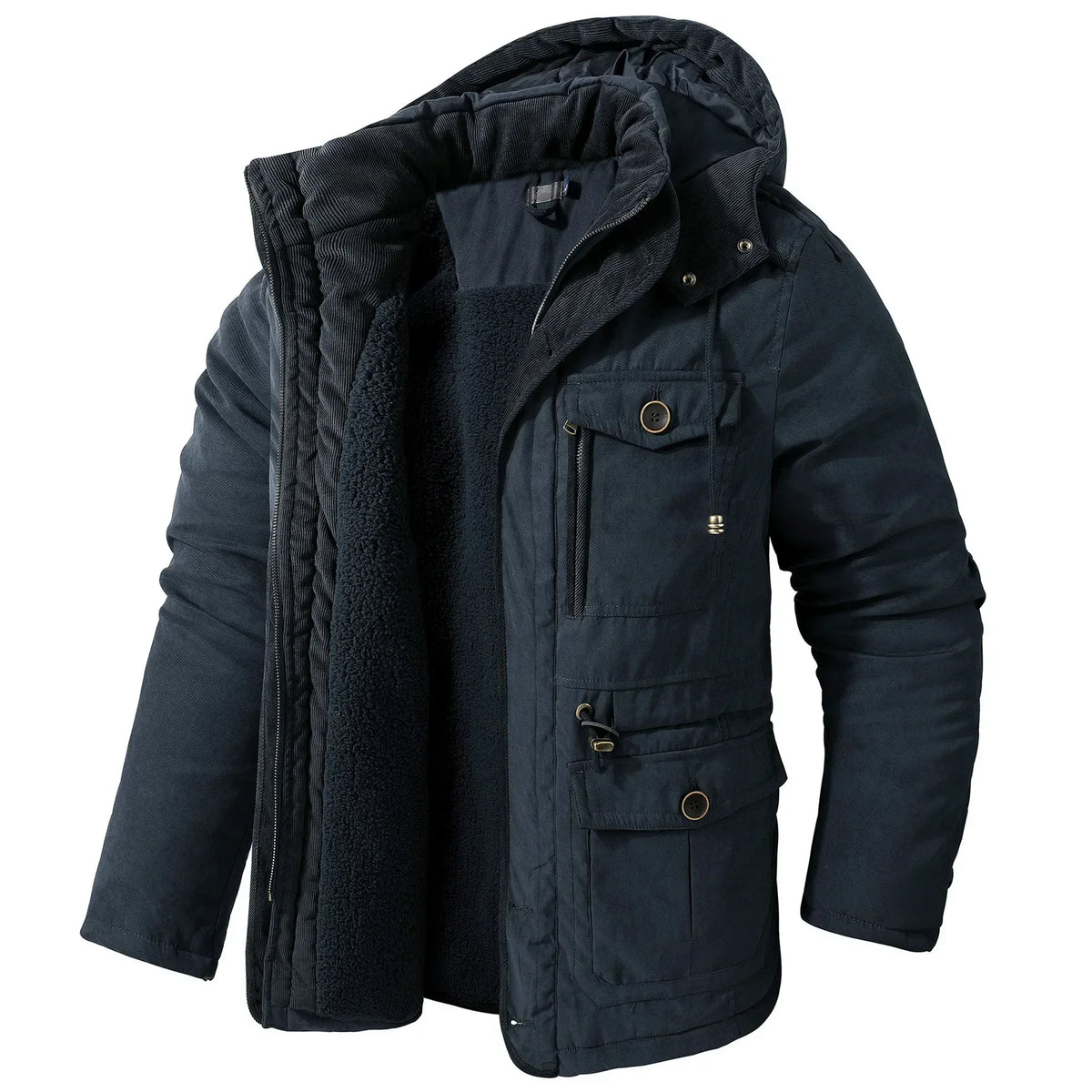 Damen Winterparka Militärstil Sherpa-Futter-5