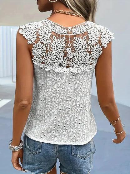 Damen-T-Shirt, ärmelloser V-Ausschnitt, leichtes Gewebe-4